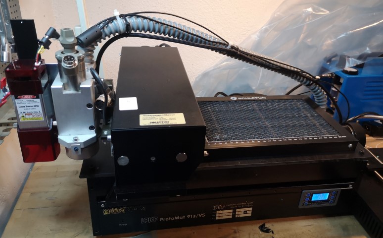 LPKF ProMat PCB milling machine fitted with a laser module