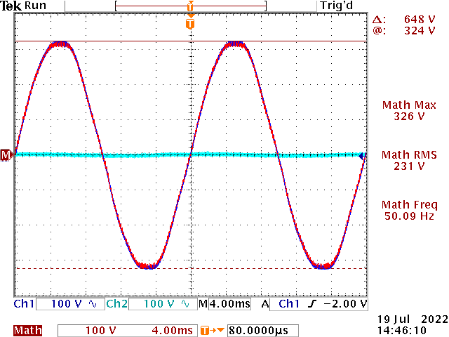 EAsun inverter output waveform in bypass mode